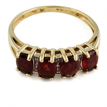 9ct gold Garnet / Diamond half eternity Ring size N